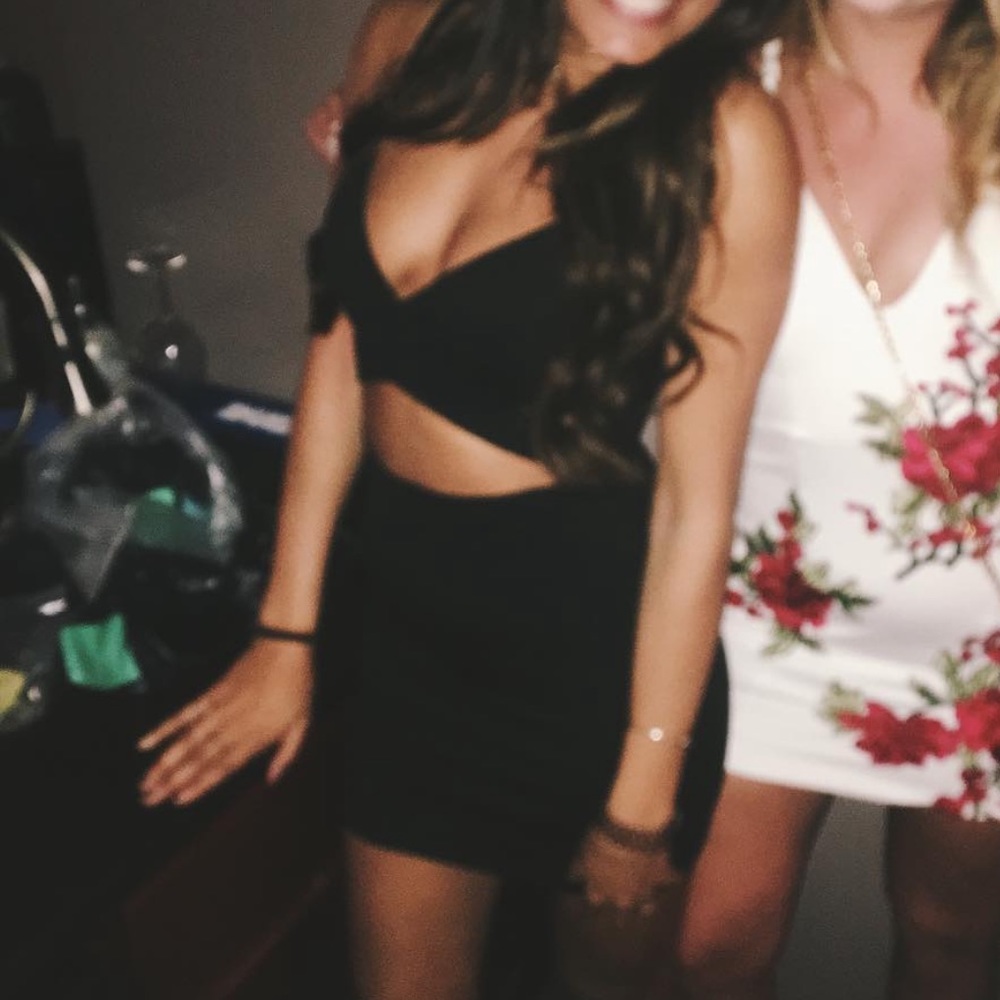 Cross cross black bodycon dress